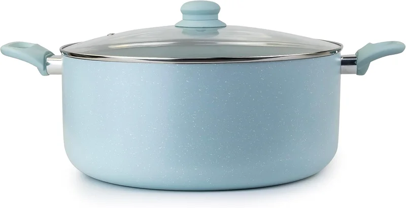 ويلسون قدر طهي أوك مع غطاء وطلاء رخامي، مقبض ناعم، مناسب للغاز والكهرباء والحث والسيراميك - 32 سم - أزرق